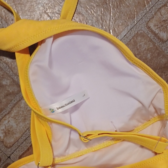 Yellow Floral Bikini Set Women's Size Large Beachsissi - Picture 4 of 6